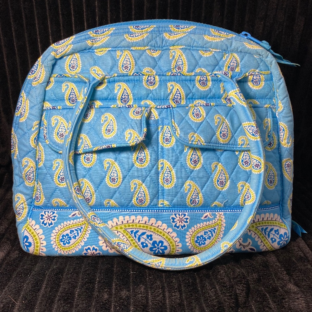 Vera Bradley Retired Bermuda Blue Bowler Bag Purse Pocketbook